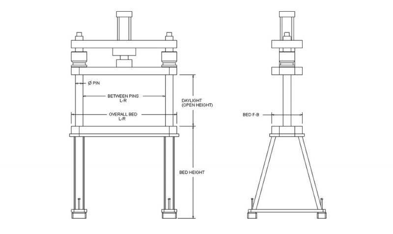 2 Post Column Press with Precison Guided platen 48 ton