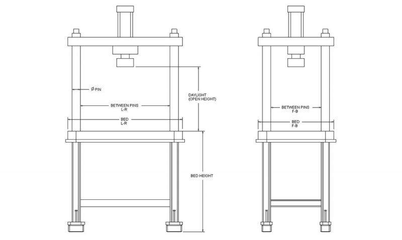 4 Post Column Press with non-rotation RAM and without tool plate 48 ton