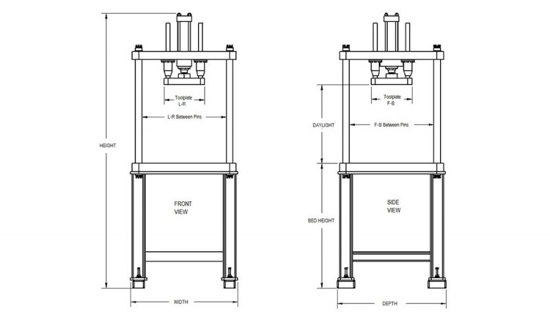 4 Post Column Press with 4-Post Tool Plate 2 ton